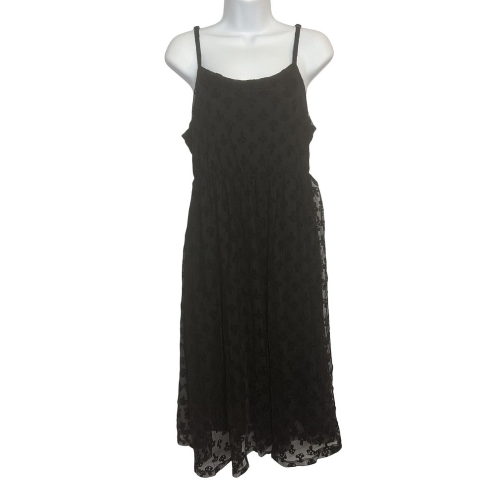 Hot Topic Med Mushroom Sheer Dress Black Witchy Empire Waist Fairy Whimsigoth